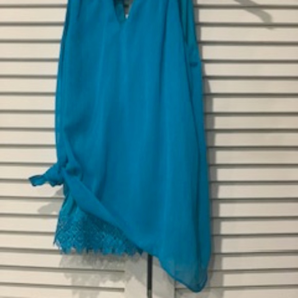 Summery Sleeveless Blouse, AB STUDIO, Size Small, Turquoise - Picture 4 of 5